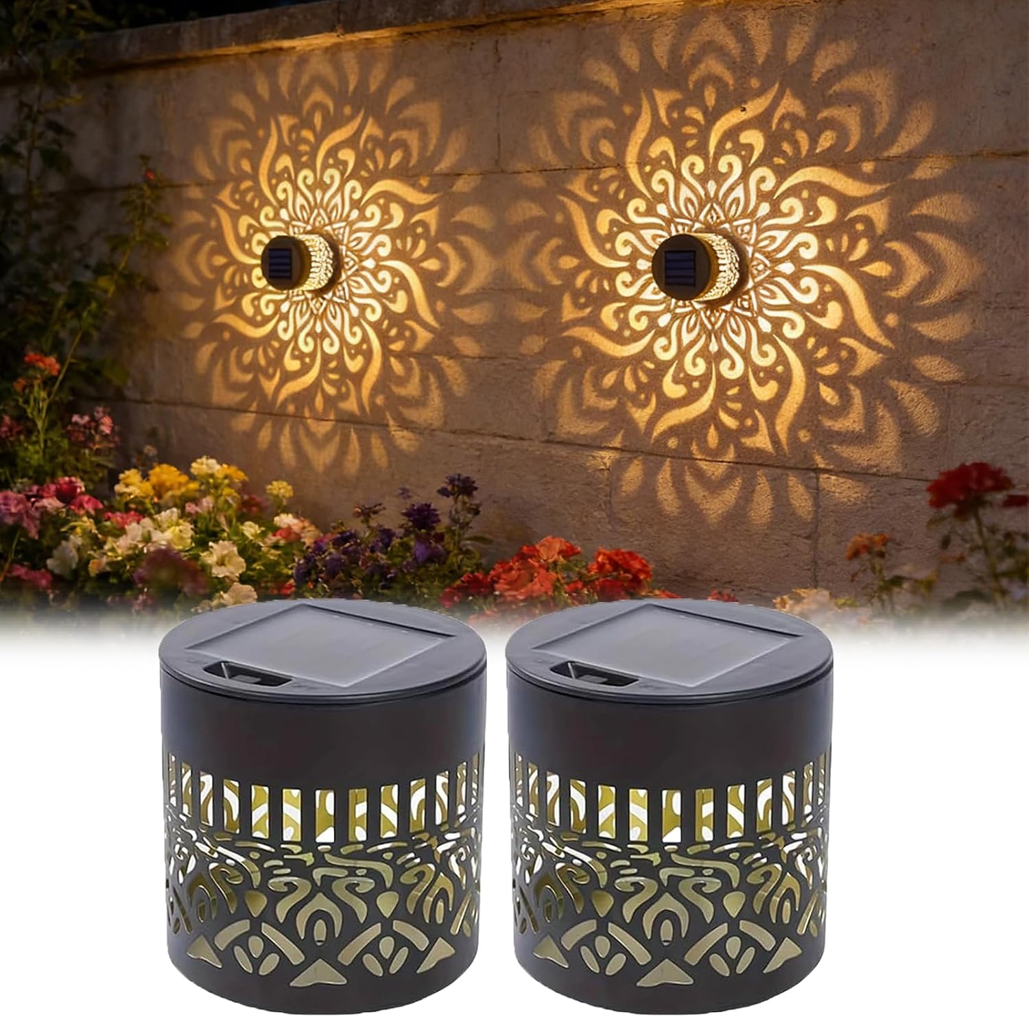 Outdoor Lighting For Fence - Conjunto de 2 Lanternas Solares para