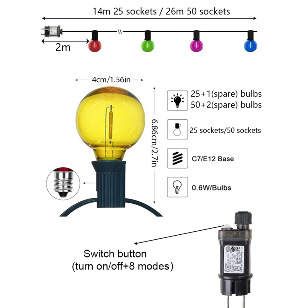 Luzes de Fada LED G40 Multicol - Outdoor Lighting On Fence avaliação e preço